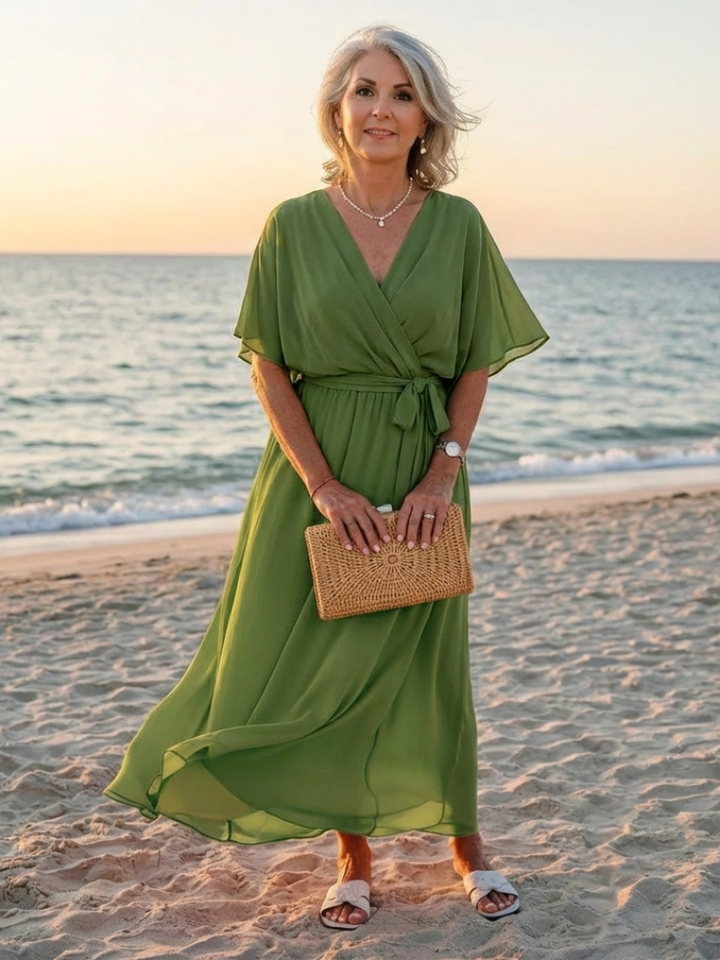 Elysia | Robe Midi Drapée à Encolure