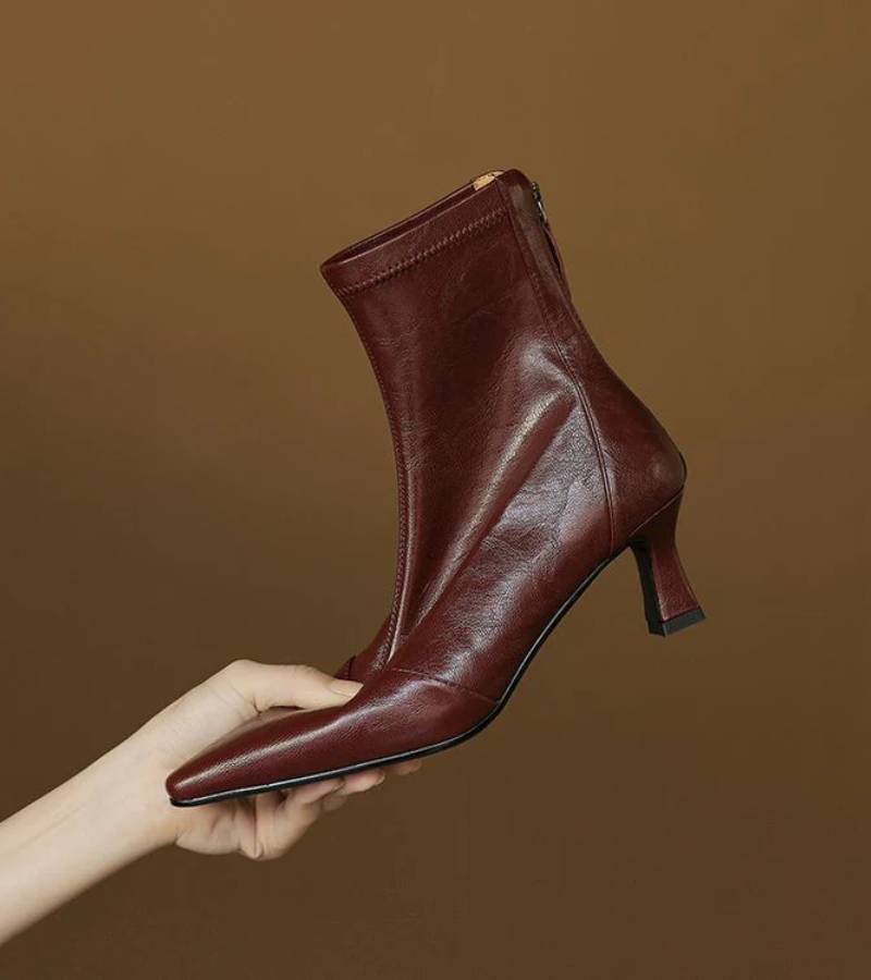 Bea | Bottines en cuir à talon élégant