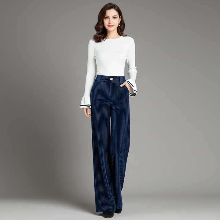 ARLYN | PANTALON EN VELOURS TRICOTÉ TAILLE HAUTE POUR FEMME