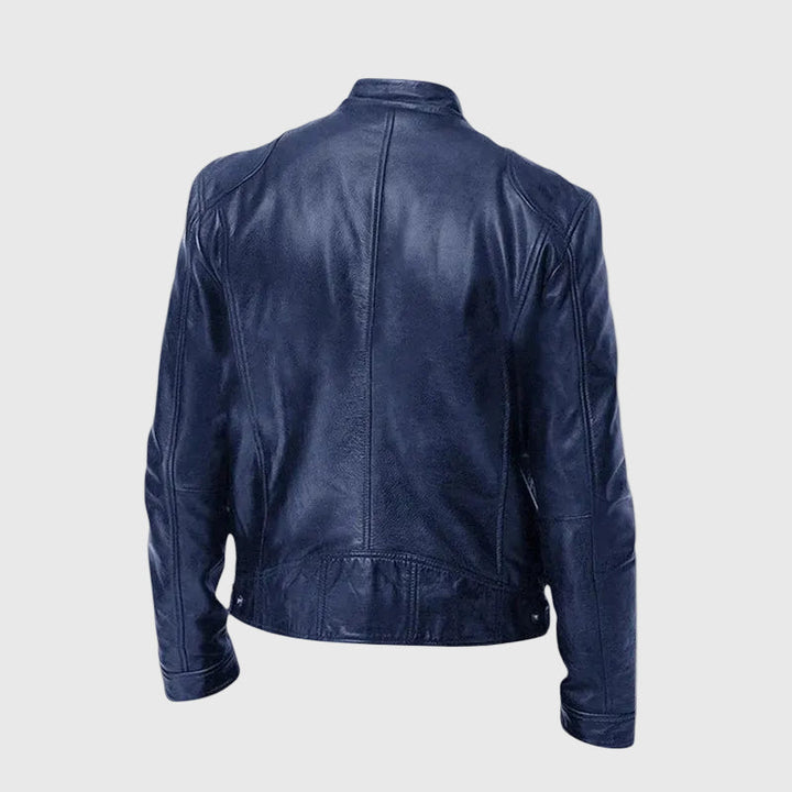 James | Veste en Cuir Classique avec Col Montant