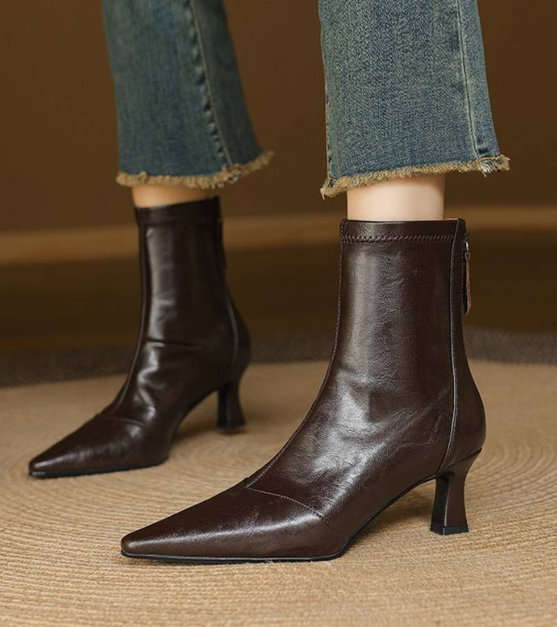 Bea | Bottines en cuir à talon élégant