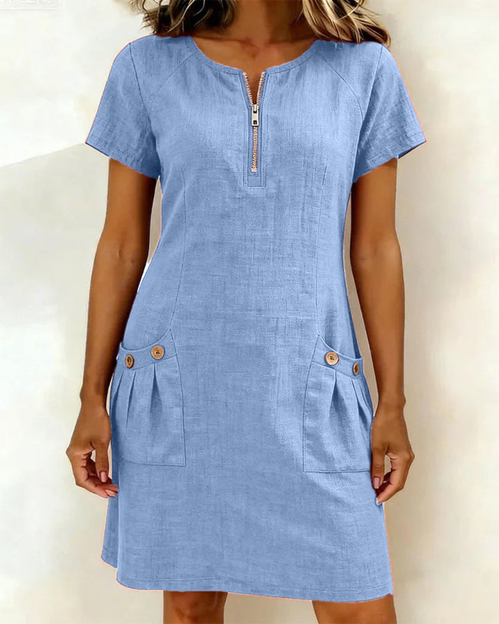Madeleine | Robe en Coton Avec Fermeture Eclair