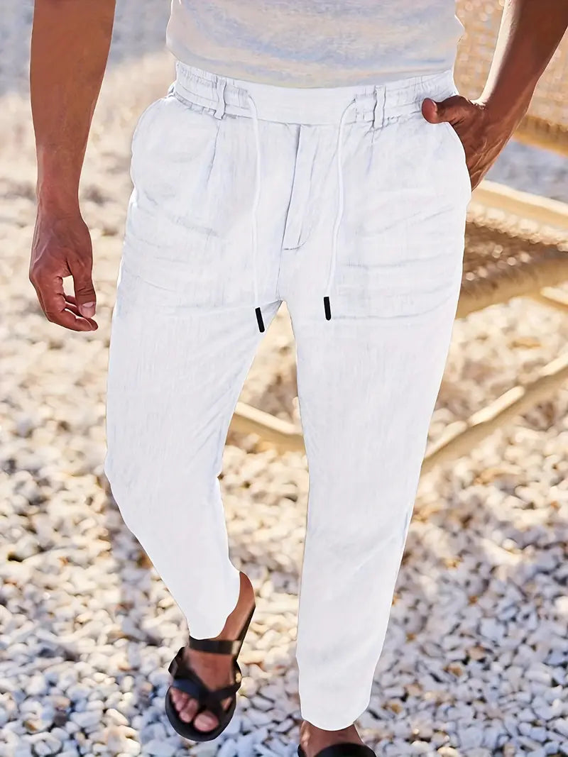 ANTHONY | PANTALONS LARGES EN LIN AVEC CORDON