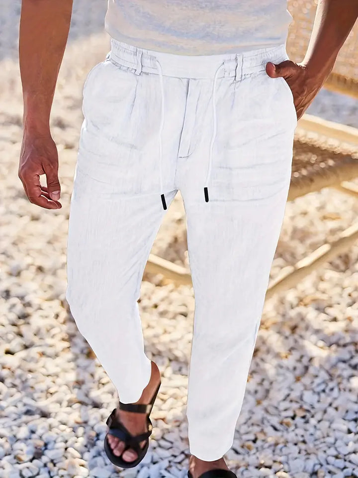 ANTHONY | PANTALONS LARGES EN LIN AVEC CORDON