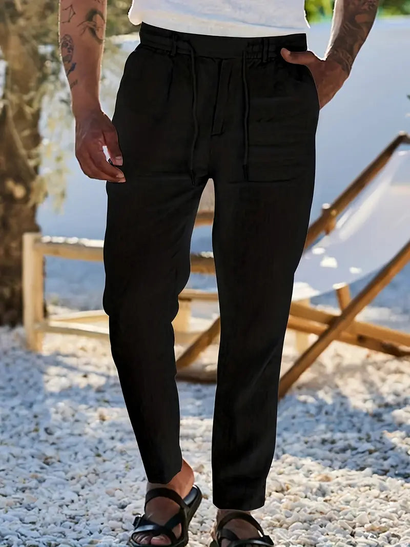 ANTHONY | PANTALONS LARGES EN LIN AVEC CORDON