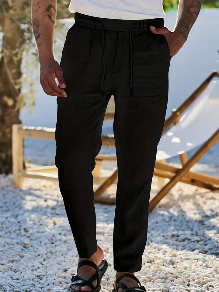 ANTHONY | PANTALONS LARGES EN LIN AVEC CORDON