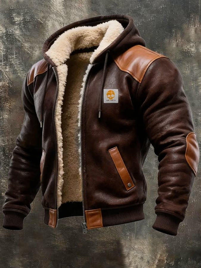 Leroy | Veste Vintage en Cuir Suédé à Capuche