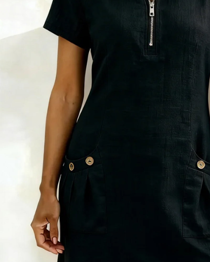 Madeleine | Robe en Coton Avec Fermeture Eclair