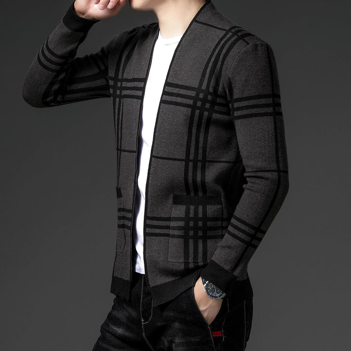JOHN | CARDIGAN EN MAILLE À CARREAUX