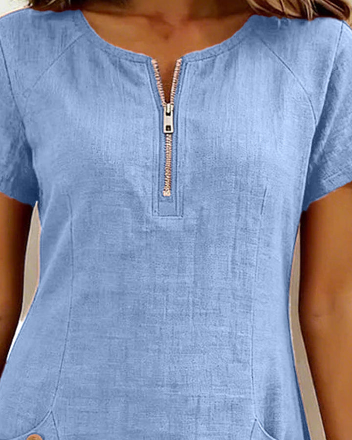 Madeleine | Robe en Coton Avec Fermeture Eclair