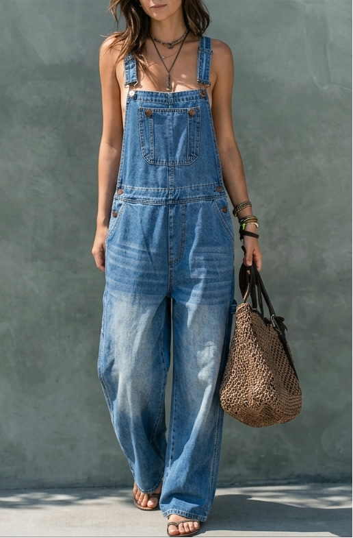 Harper | Combinaison en Denim à Taille Elastique
