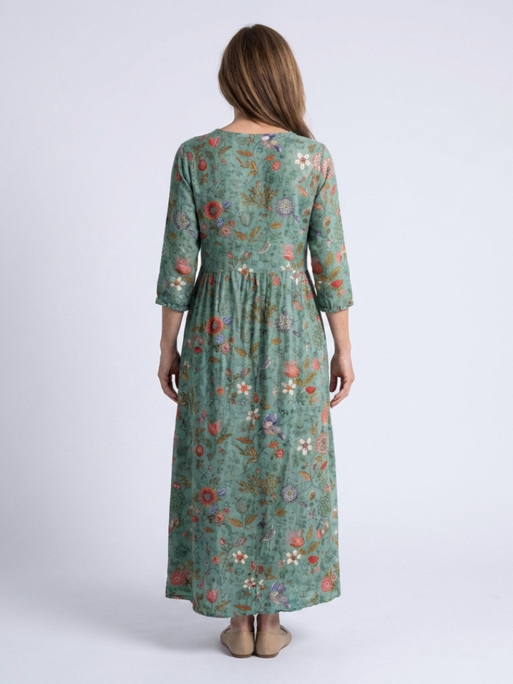 Marina | Robe Maxi à Manches Trois Quarts