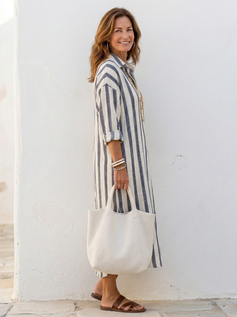Naomi | Robe Chemise Longues Rayée