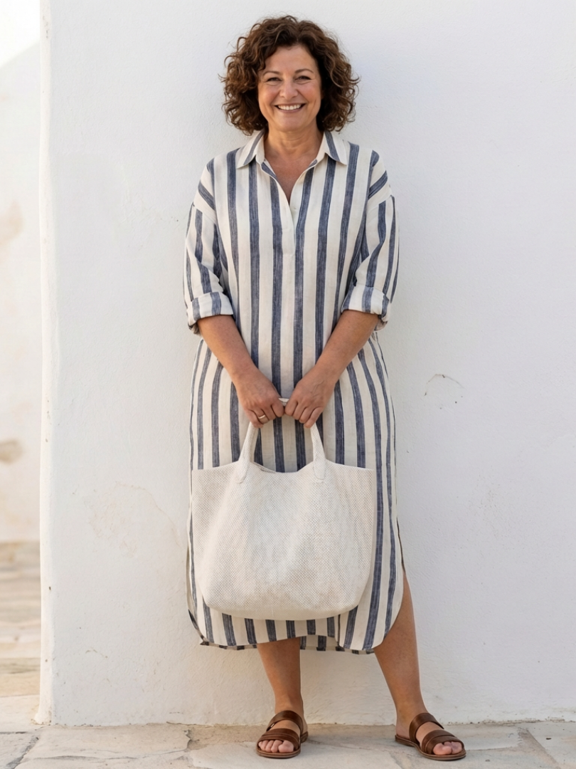 Naomi | Robe Chemise Longues Rayée