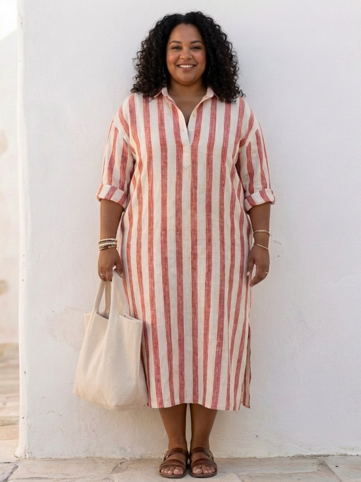 Naomi | Robe Chemise Longues Rayée