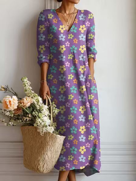 Greta | Robe Midi En Lin Floral Ancien