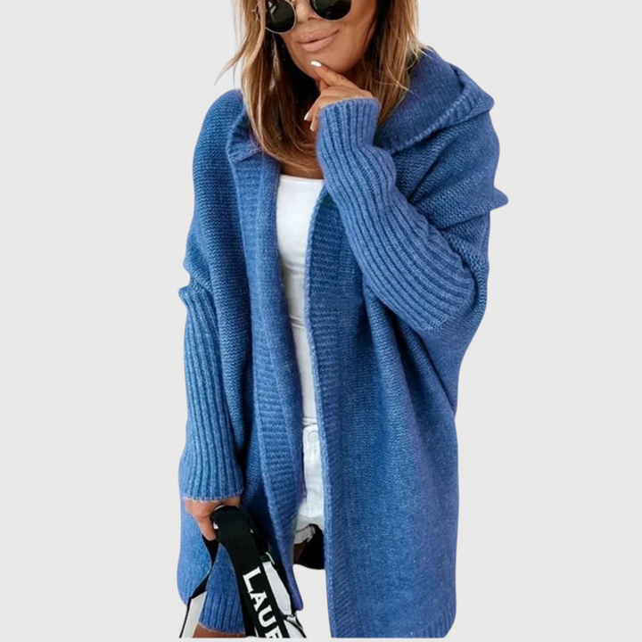 Jeanette | Cardigan Long à Capuche en Maille