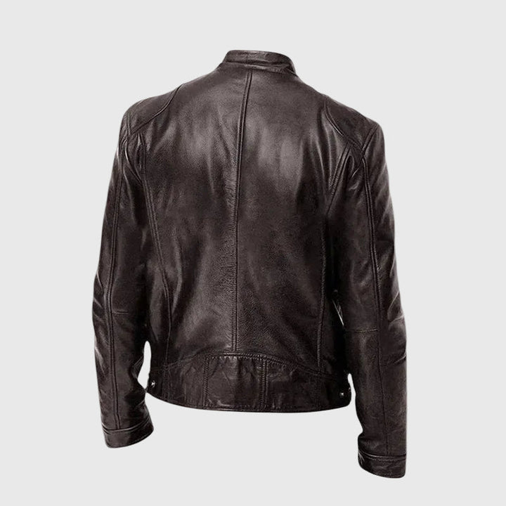 James | Veste en Cuir Classique avec Col Montant