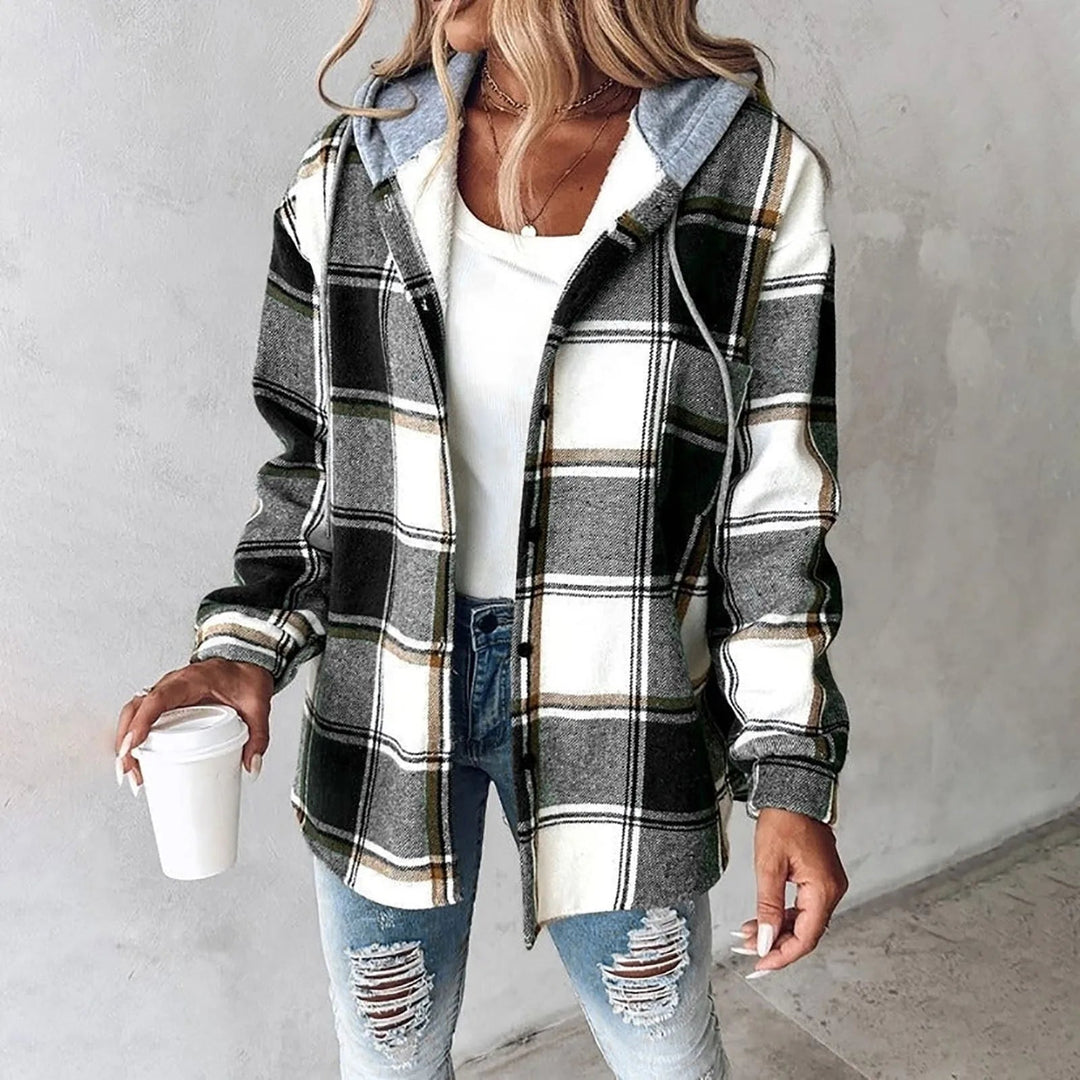Nora | Veste à Carreaux Douillette avec Capuche