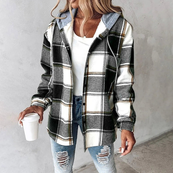 Nora | Veste à Carreaux Douillette avec Capuche