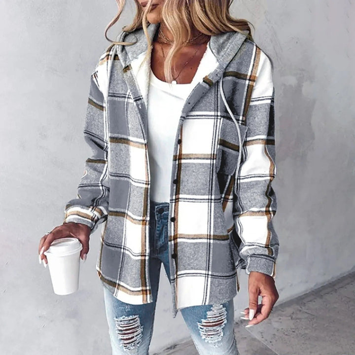 Nora | Veste à Carreaux Douillette avec Capuche