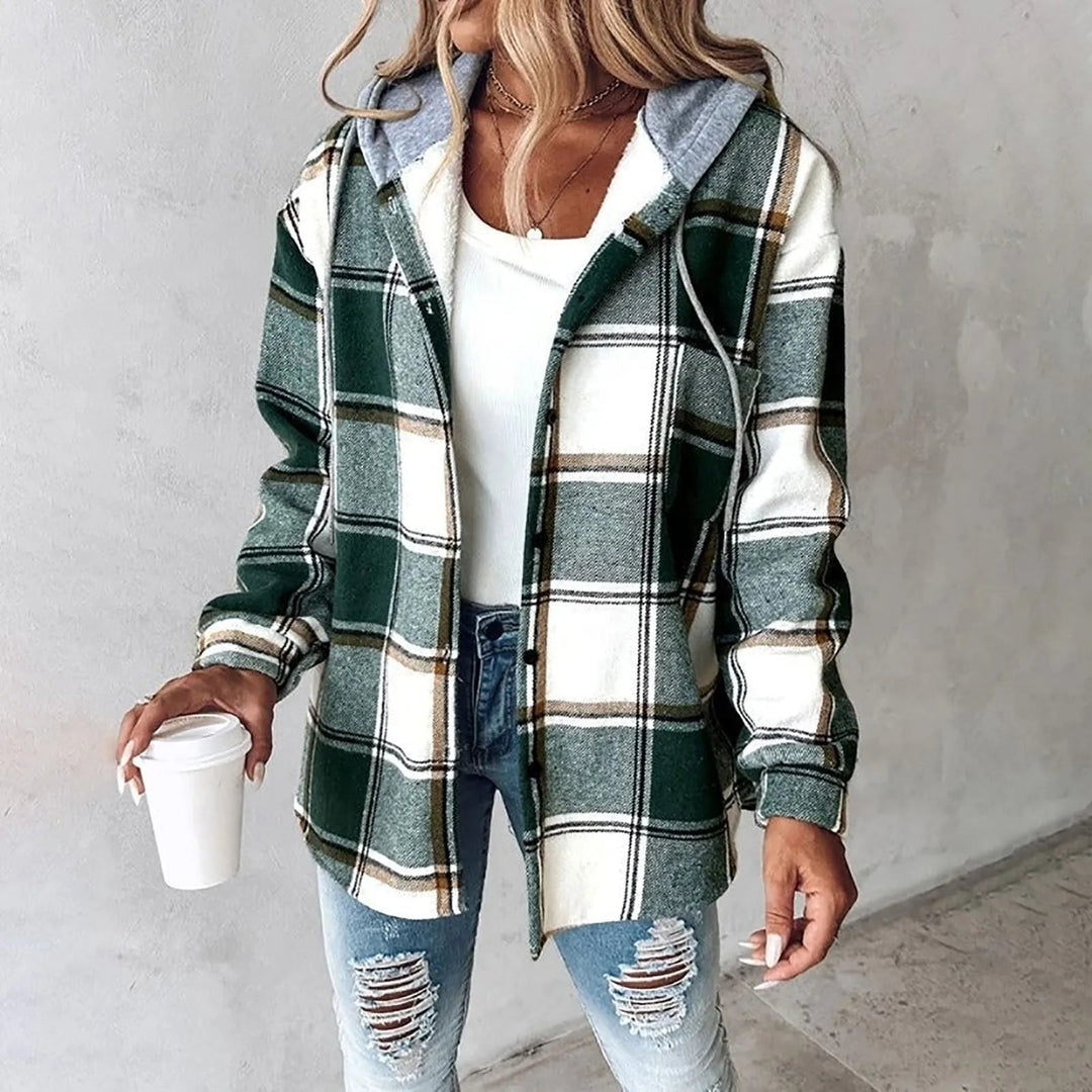 Nora | Veste à Carreaux Douillette avec Capuche