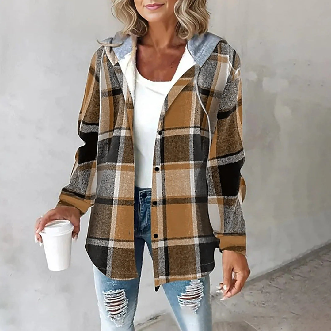 Nora | Veste à Carreaux Douillette avec Capuche
