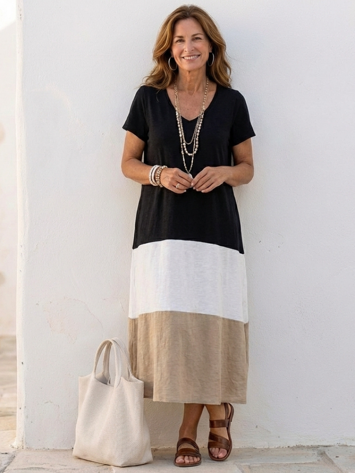 Thailia | Robe Midi à Manches Courtes