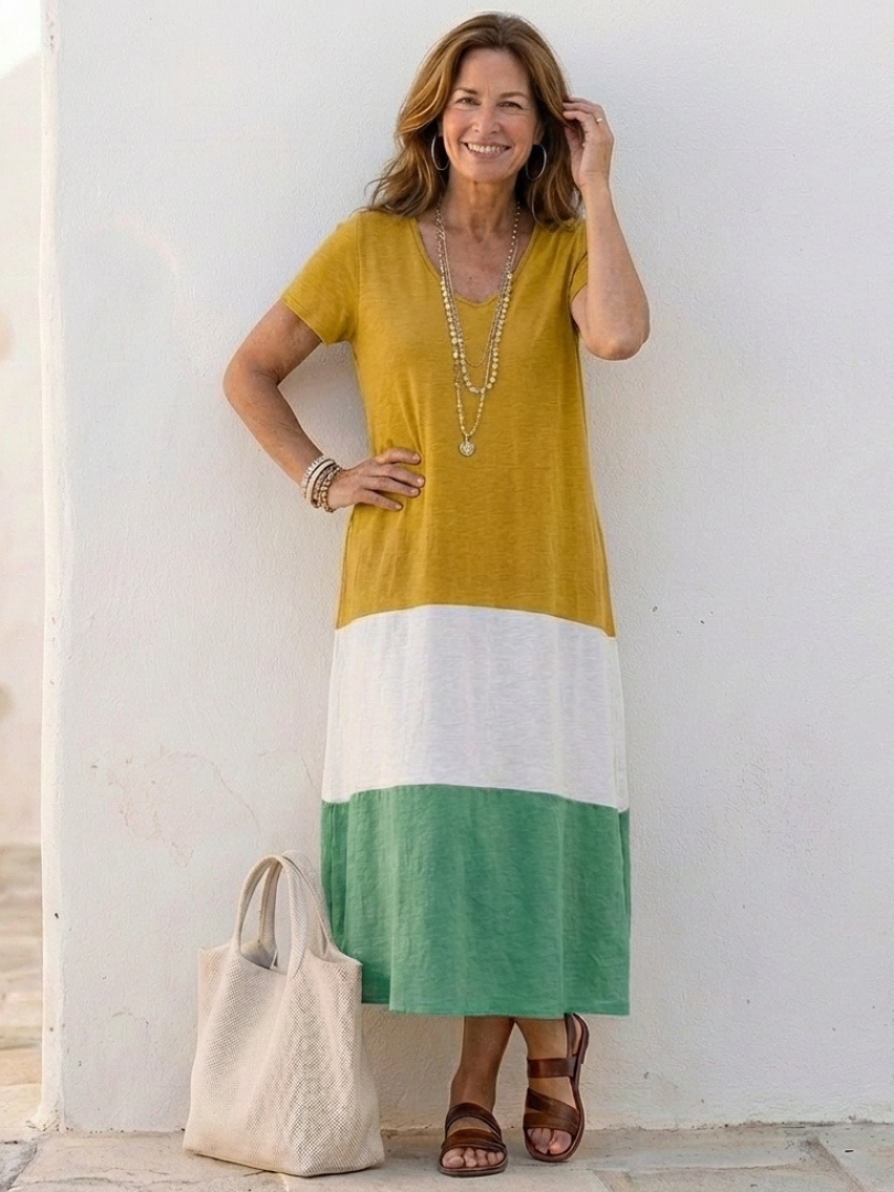 Thailia | Robe Midi à Manches Courtes