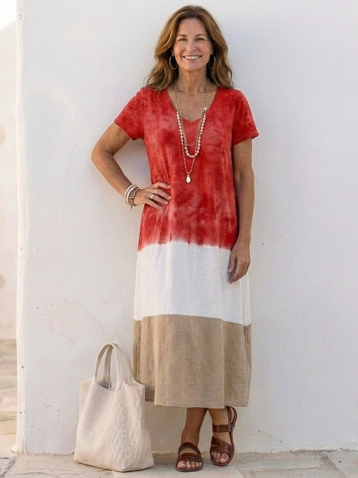 Thailia | Robe Midi à Manches Courtes