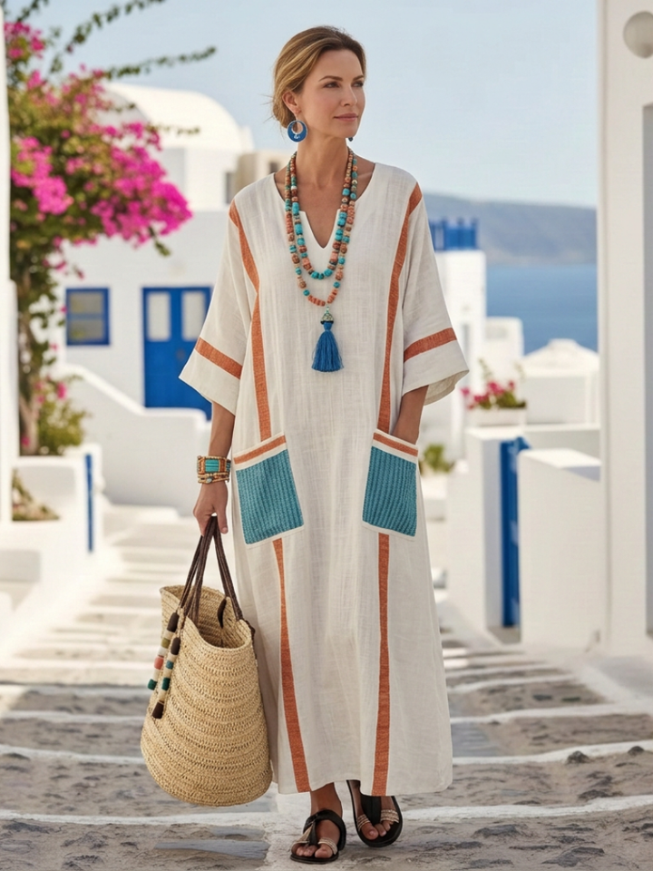Noemi | Robe maxi et manches mi-longues
