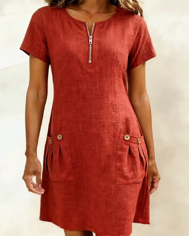 Madeleine | Robe en Coton Avec Fermeture Eclair