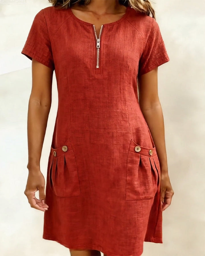 Madeleine | Robe en Coton Avec Fermeture Eclair