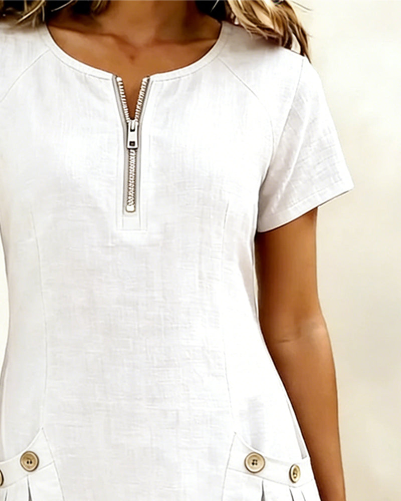 Madeleine | Robe en Coton Avec Fermeture Eclair