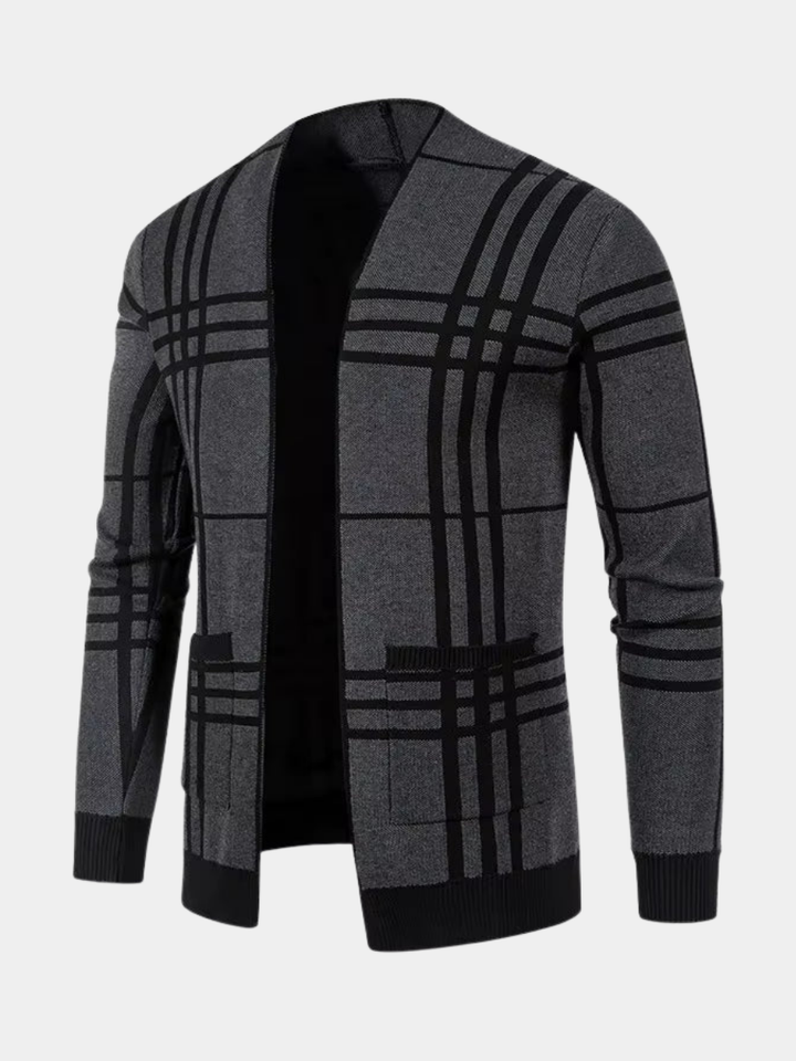 JOHN | CARDIGAN EN MAILLE À CARREAUX