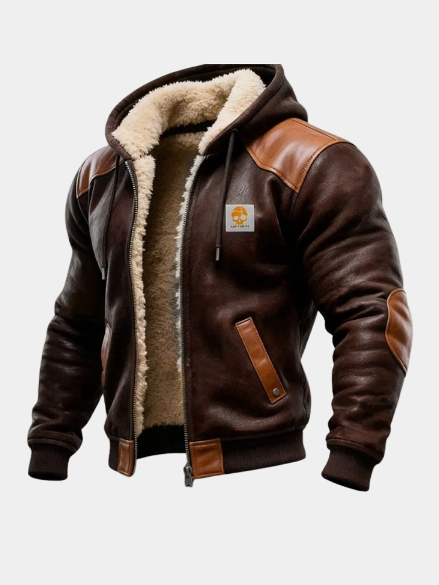 Leroy | Veste Vintage en Cuir Suédé à Capuche