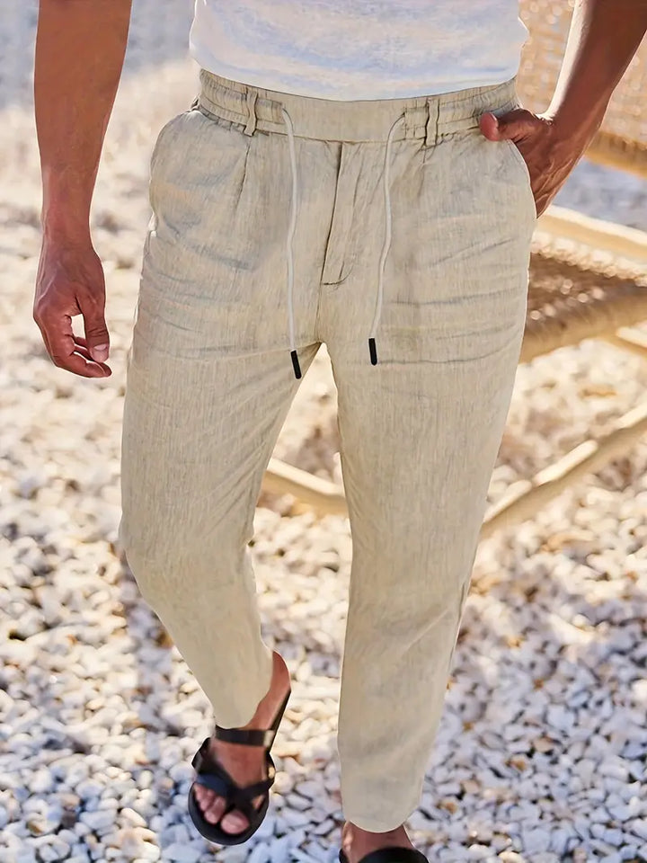 ANTHONY | PANTALONS LARGES EN LIN AVEC CORDON