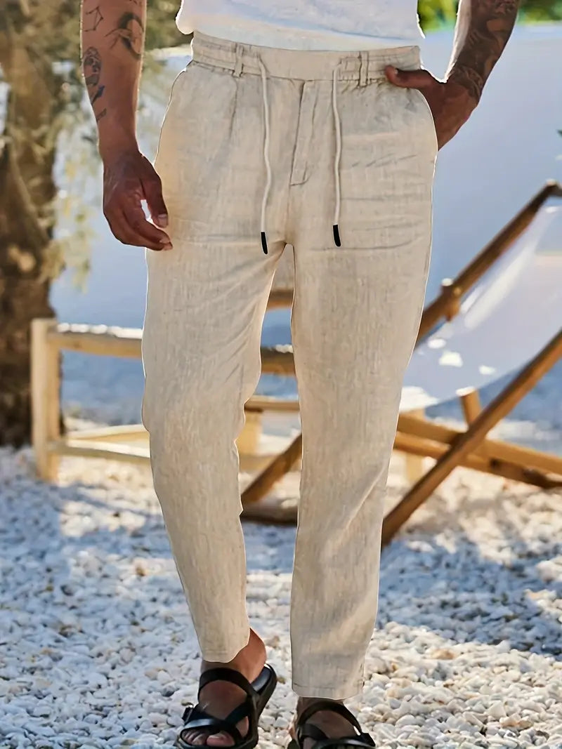 ANTHONY | PANTALONS LARGES EN LIN AVEC CORDON