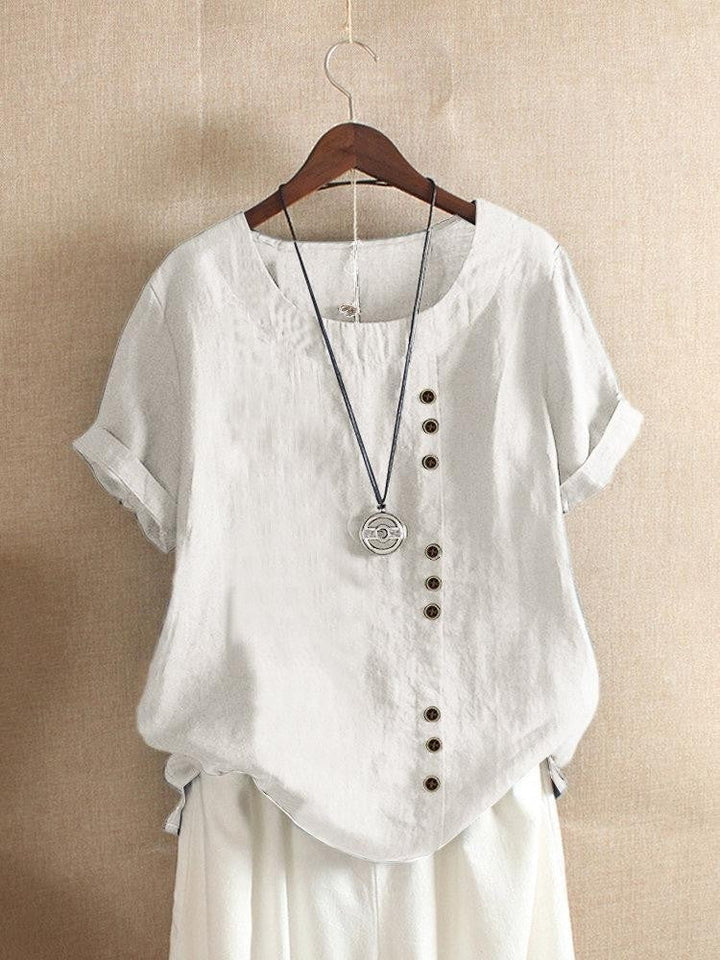 Bianca | Blouse Aérée avec Patte de Boutonnage