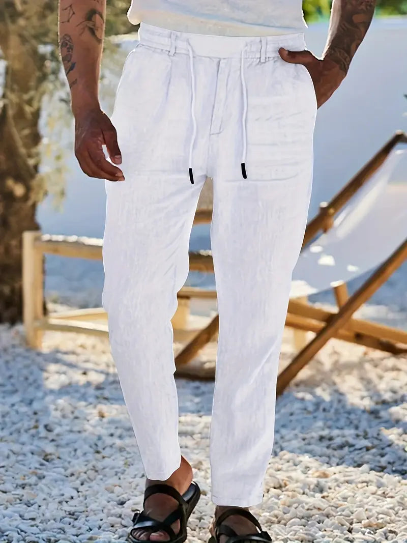 ANTHONY | PANTALONS LARGES EN LIN AVEC CORDON