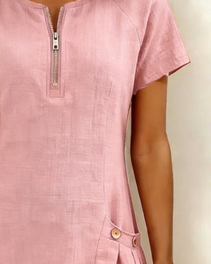 Madeleine | Robe en Coton Avec Fermeture Eclair