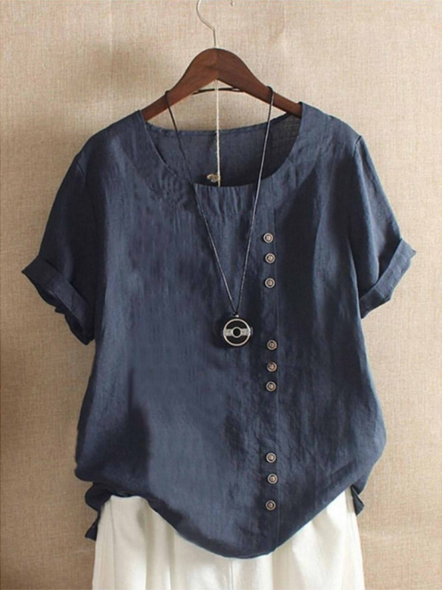 Bianca | Blouse Aérée avec Patte de Boutonnage