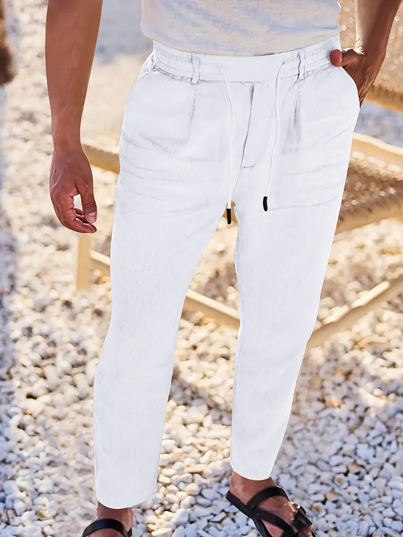ANTHONY | PANTALONS LARGES EN LIN AVEC CORDON
