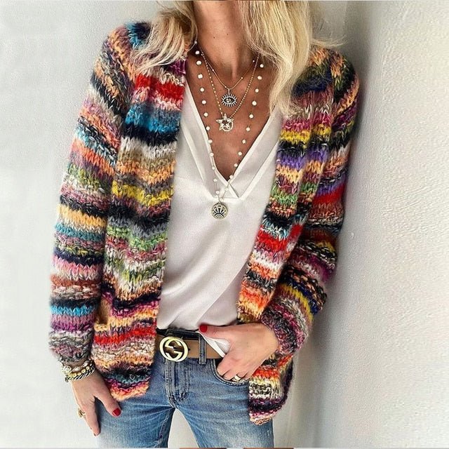 Cathie | Cardigan Tricot Boho Éclatant