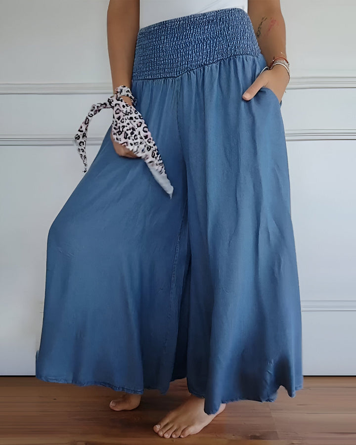 Beverly | Pantalon large pour femme avec taille smockée