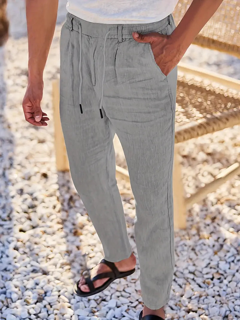 ANTHONY | PANTALONS LARGES EN LIN AVEC CORDON