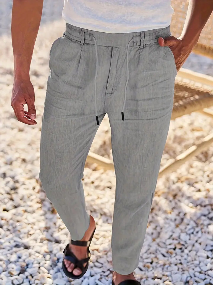 ANTHONY | PANTALONS LARGES EN LIN AVEC CORDON
