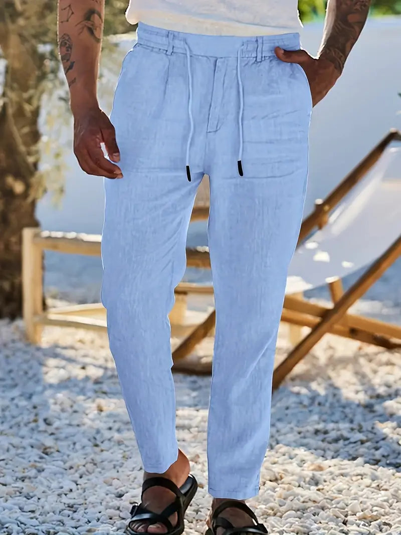 ANTHONY | PANTALONS LARGES EN LIN AVEC CORDON