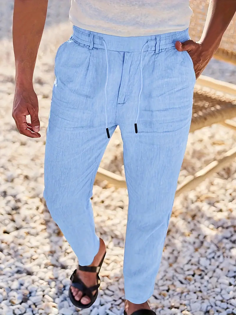 ANTHONY | PANTALONS LARGES EN LIN AVEC CORDON