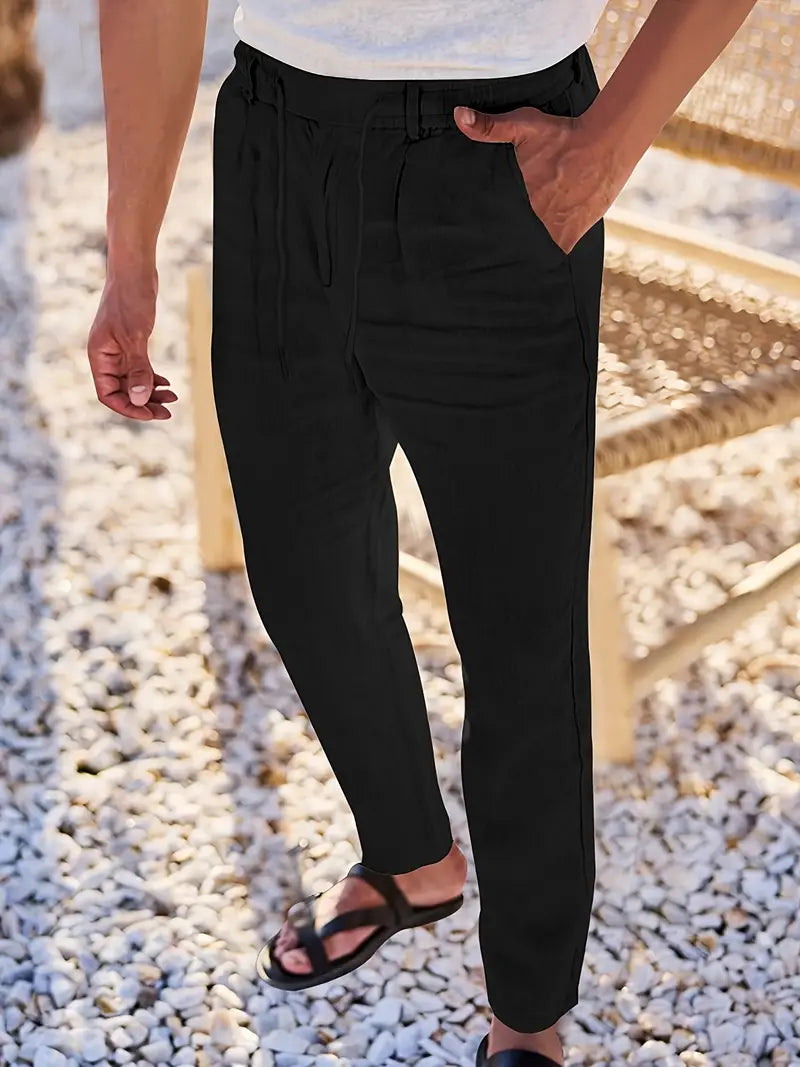ANTHONY | PANTALONS LARGES EN LIN AVEC CORDON
